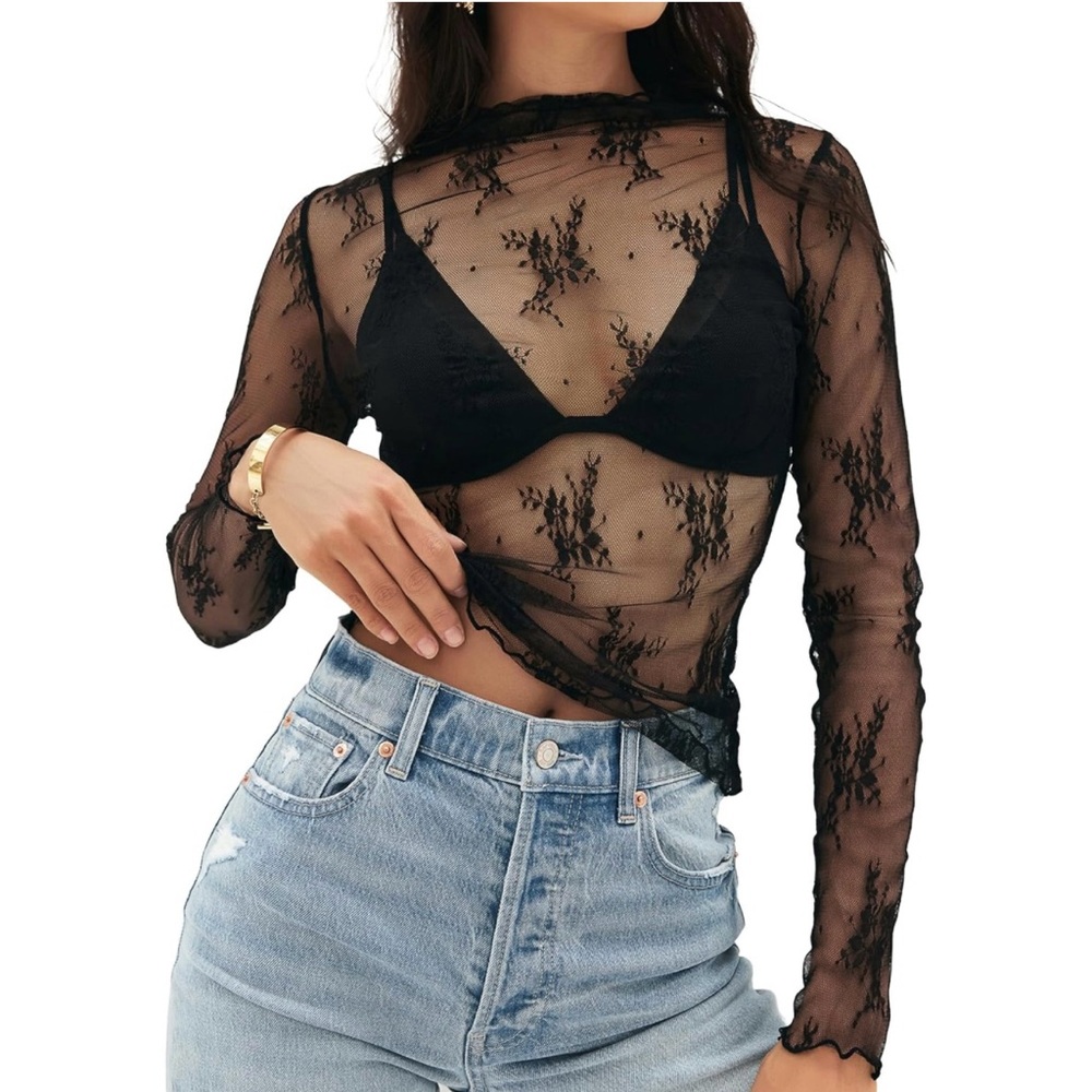 Sheer Mesh Long Sleeve Top